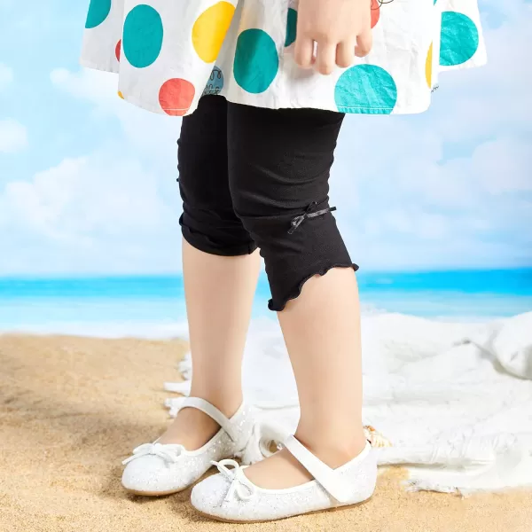 THEE BRON ToddlerLittle Girls Capri Basic Soild Leggings Kids Summer PantsBlackWhiteGrey