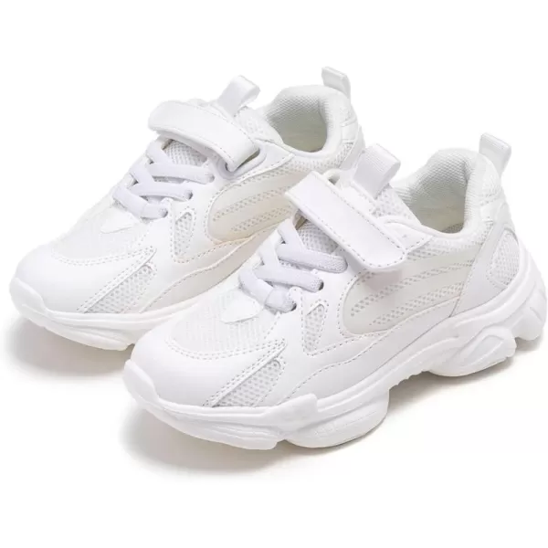 THEE BRON Boys Girls Athletic Sneakers Walking Lightweight Kids Running Tennis ShoesAm01white