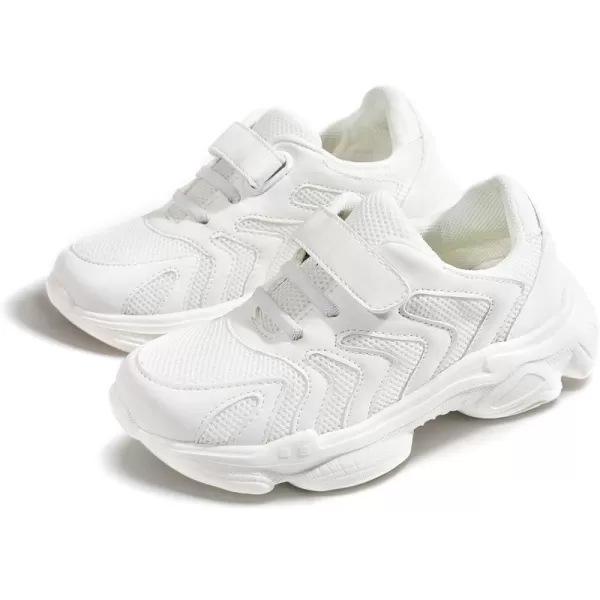 THEE BRON Boys Girls Athletic Sneakers Walking Lightweight Kids Running Tennis ShoesAm02white