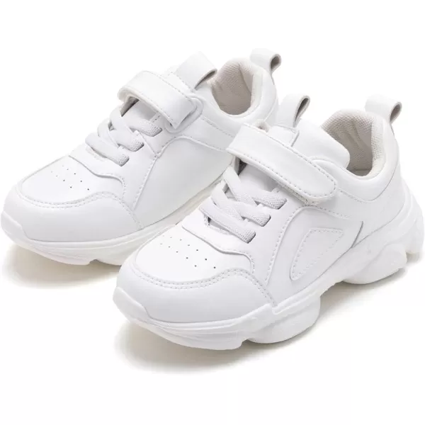 THEE BRON Boys Girls Athletic Sneakers Walking Lightweight Kids Running Tennis ShoesAm03white