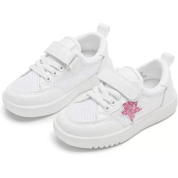 THEE BRON Boys Girls Athletic Sneakers Walking Lightweight Kids Running Tennis ShoesAs26white