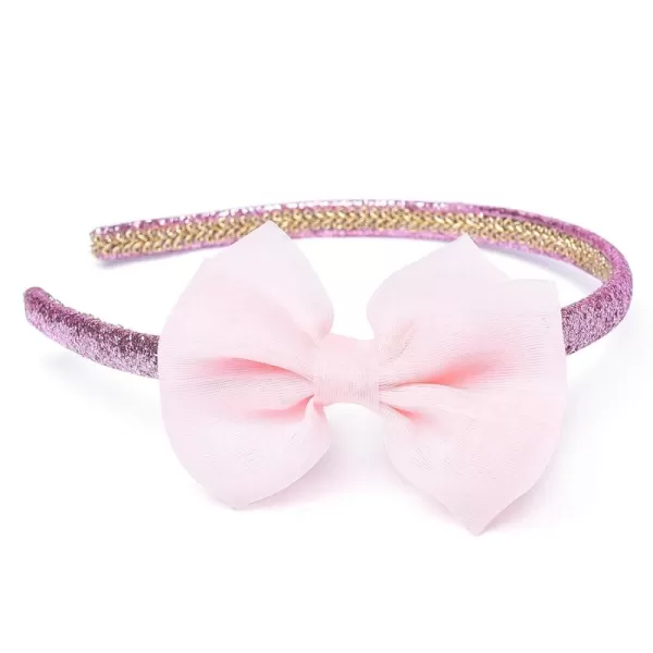 THEE BRON Girls Headband Twinkle Glitter Hairband Bow Hair Accessories 2 headband PinkWhite1 headband  Pink