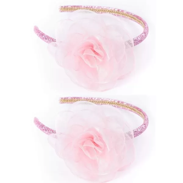 THEE BRON Girls Headband Twinkle Glitter Hairband Bow Hair Accessories 2 headband PinkWhite2 Flower  Pink