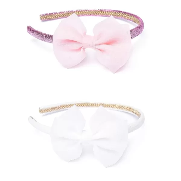THEE BRON Girls Headband Twinkle Glitter Hairband Bow Hair Accessories 2 headband PinkWhite2 headband PinkWhite