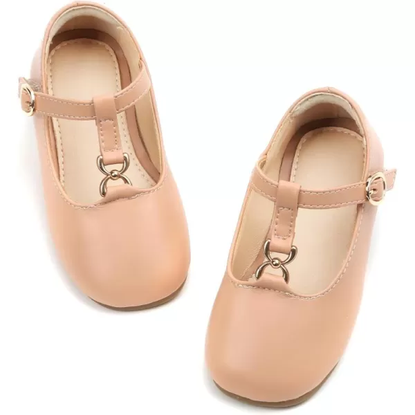 THEE BRON Girls TStrap Flats ToddlerLittle Kid Ballet Mary Jane Party Dress ShoesAf316apricot