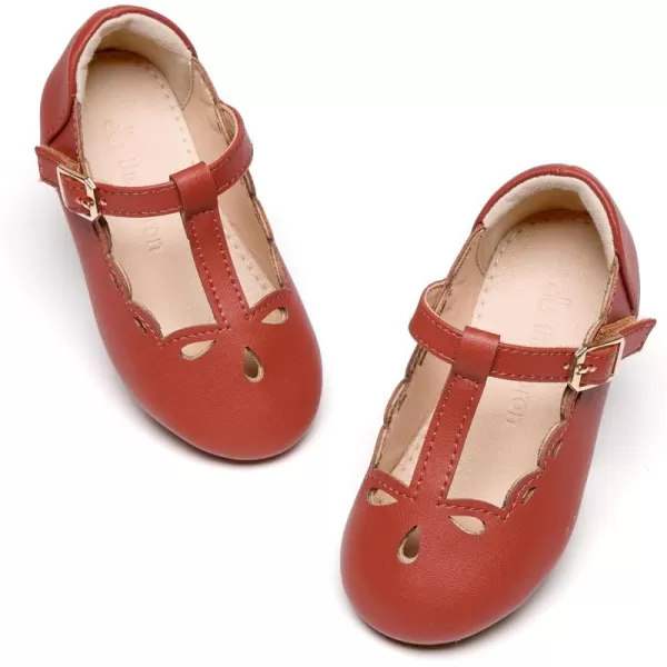 THEE BRON Girls TStrap Flats ToddlerLittle Kid Ballet Mary Jane Party Dress ShoesAf442brown