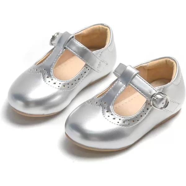 THEE BRON Girls TStrap Flats ToddlerLittle Kid Ballet Mary Jane Party Dress ShoesAg234silver