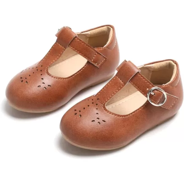 THEE BRON Girls TStrap Flats ToddlerLittle Kid Ballet Mary Jane Party Dress ShoesAg252brown