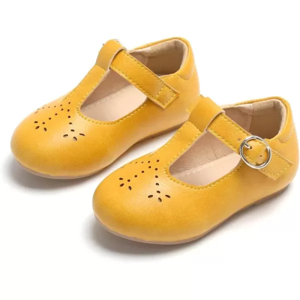 THEE BRON Girls TStrap Flats ToddlerLittle Kid Ballet Mary Jane Party Dress ShoesAg252yellow