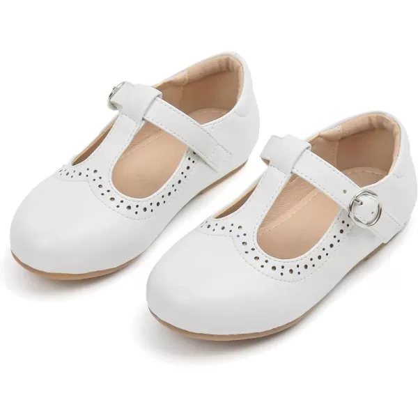THEE BRON Girls TStrap Flats ToddlerLittle Kid Ballet Mary Jane Party Dress ShoesAx310white