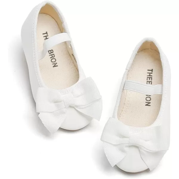 THEE BRON Girls ToddlerLittle Kid Ballet Mary Jane Flat Dress ShoesG02 White