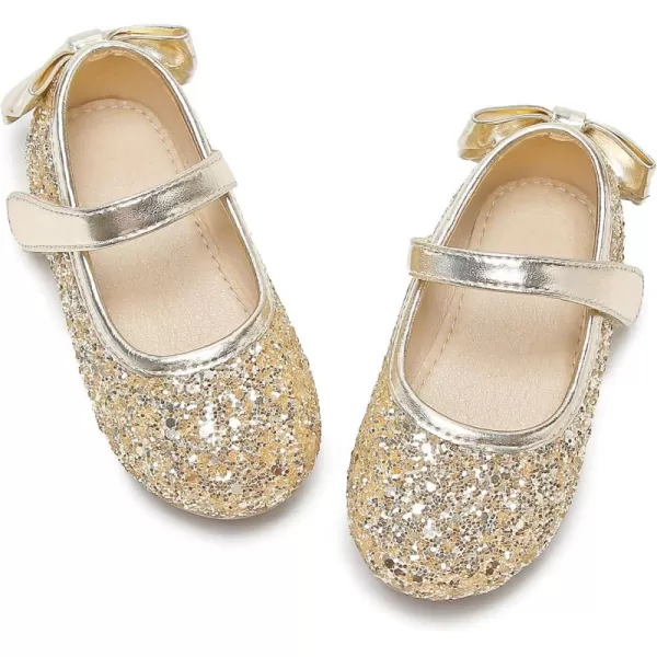 THEE BRON Girls ToddlerLittle Kid Ballet Mary Jane Flat Dress ShoesGe10gold