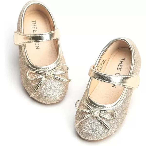 THEE BRON Girls ToddlerLittle Kid Ballet Mary Jane Flat Dress ShoesLg03 Gold