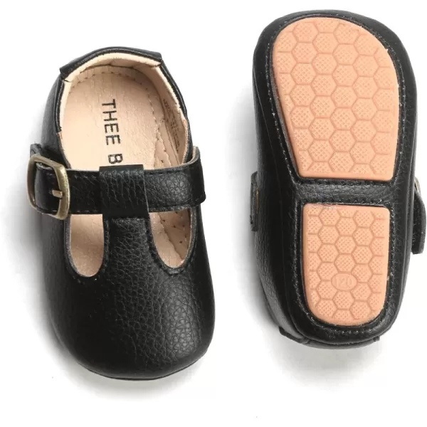 THEE BRON Infant Toddler Baby Soft Sole Leather Shoes for Girls Boys Walking Sneakers8511black
