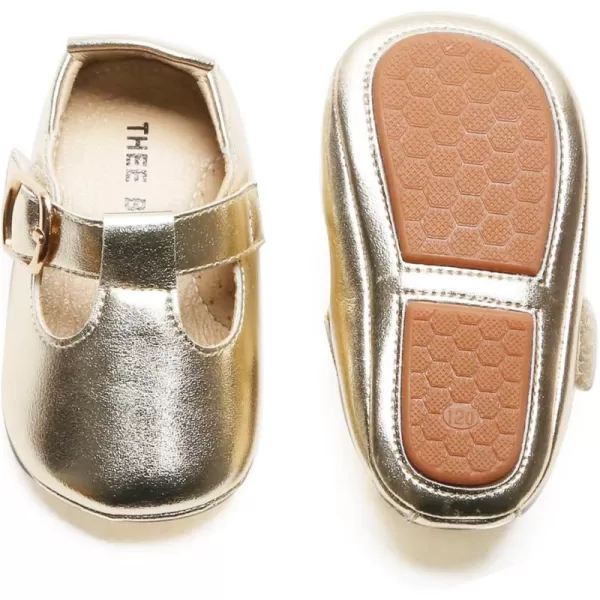 THEE BRON Infant Toddler Baby Soft Sole Leather Shoes for Girls Boys Walking Sneakers8511gold