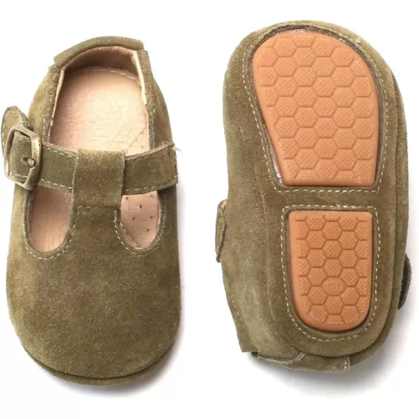 THEE BRON Infant Toddler Baby Soft Sole Leather Shoes for Girls Boys Walking Sneakers8511green