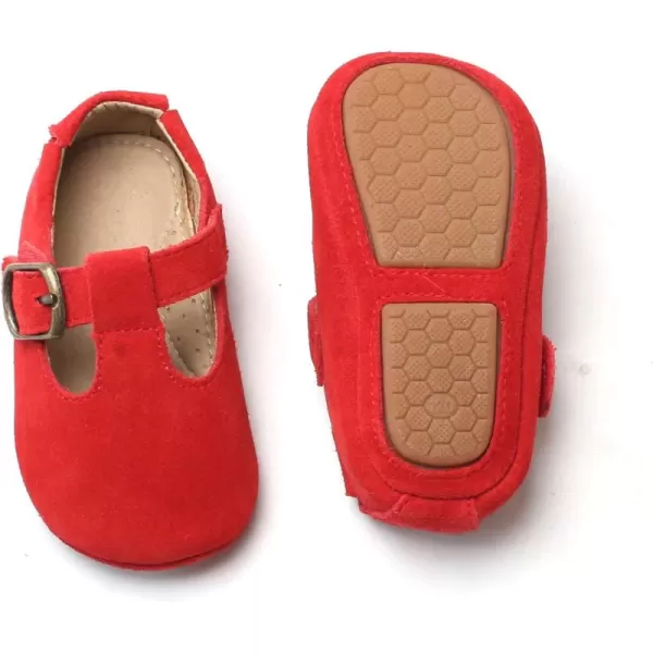 THEE BRON Infant Toddler Baby Soft Sole Leather Shoes for Girls Boys Walking Sneakers8511red