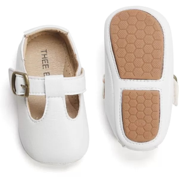 THEE BRON Infant Toddler Baby Soft Sole Leather Shoes for Girls Boys Walking Sneakers8511white