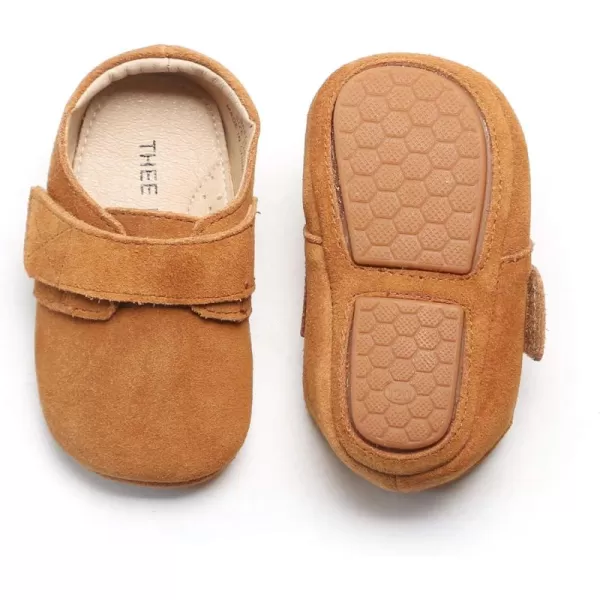 THEE BRON Infant Toddler Baby Soft Sole Leather Shoes for Girls Boys Walking Sneakers8512brown
