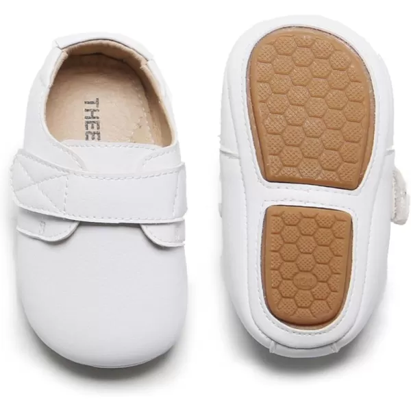 THEE BRON Infant Toddler Baby Soft Sole Leather Shoes for Girls Boys Walking Sneakers8512white