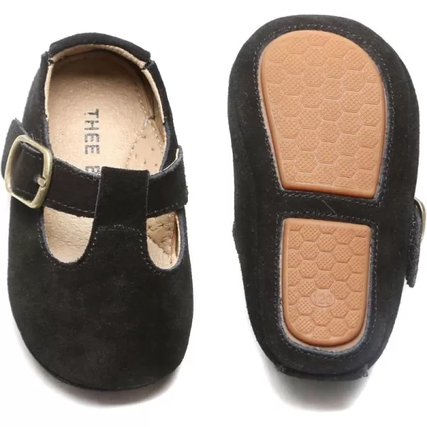 THEE BRON Infant Toddler Baby Soft Sole Leather Shoes for Girls Boys Walking Sneakers8533black