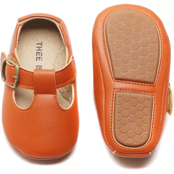 THEE BRON Infant Toddler Baby Soft Sole Leather Shoes for Girls Boys Walking Sneakers8533brown