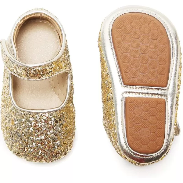 THEE BRON Infant Toddler Baby Soft Sole Leather Shoes for Girls Boys Walking Sneakers8720gold