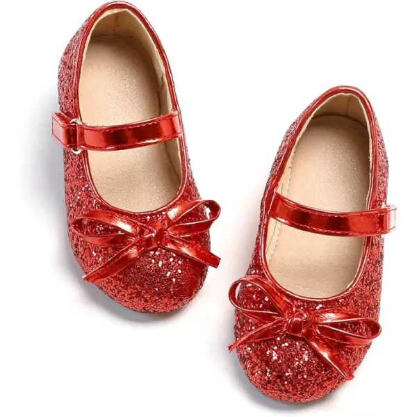 THEE BRON Toddler Girls Shoes Mary Jane Flats for Girls Ballerina Dress ShoesA2160red