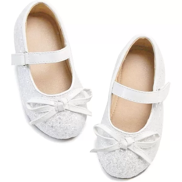 THEE BRON Toddler Girls Shoes Mary Jane Flats for Girls Ballerina Dress ShoesA2160white