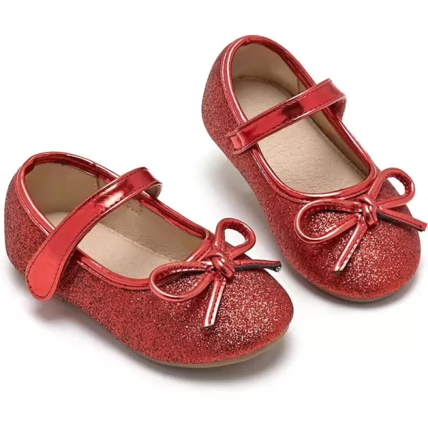 THEE BRON Toddler Girls Shoes Mary Jane Flats for Girls Ballerina Dress ShoesAf305red