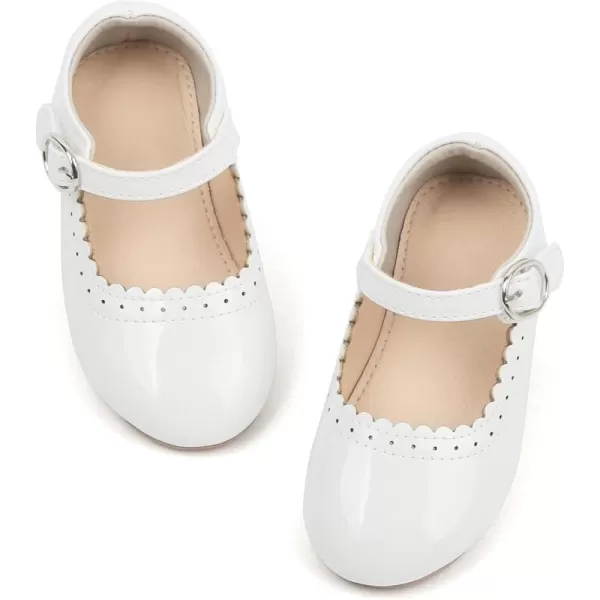 THEE BRON Toddler Girls Shoes Mary Jane Flats for Girls Ballerina Dress ShoesAf312white