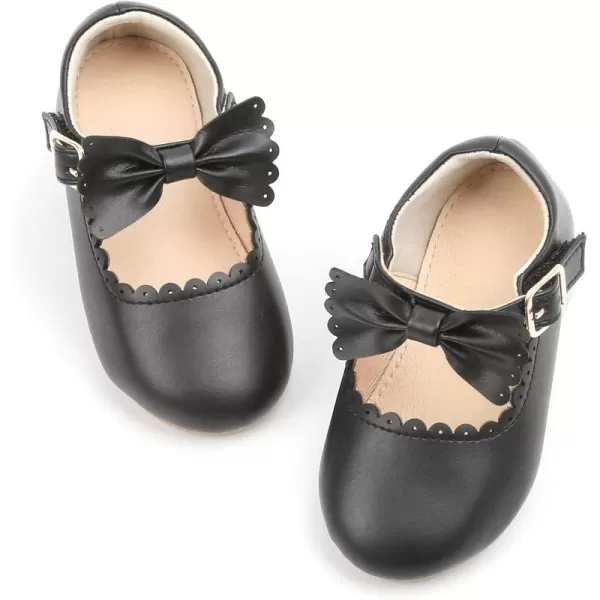 THEE BRON Toddler Girls Shoes Mary Jane Flats for Girls Ballerina Dress ShoesAf324black