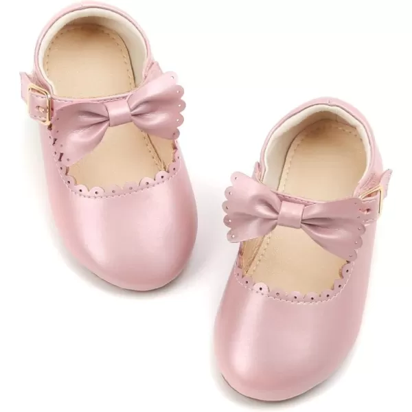 THEE BRON Toddler Girls Shoes Mary Jane Flats for Girls Ballerina Dress ShoesAf324pink