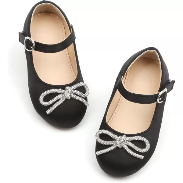 THEE BRON Toddler Girls Shoes Mary Jane Flats for Girls Ballerina Dress ShoesAf356black