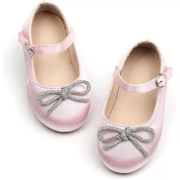 THEE BRON Toddler Girls Shoes Mary Jane Flats for Girls Ballerina Dress ShoesAf356pink