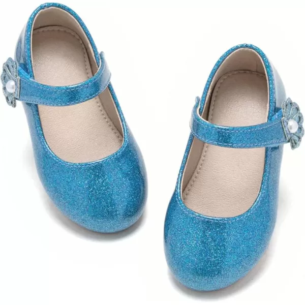 THEE BRON Toddler Girls Shoes Mary Jane Flats for Girls Ballerina Dress ShoesAf420blue