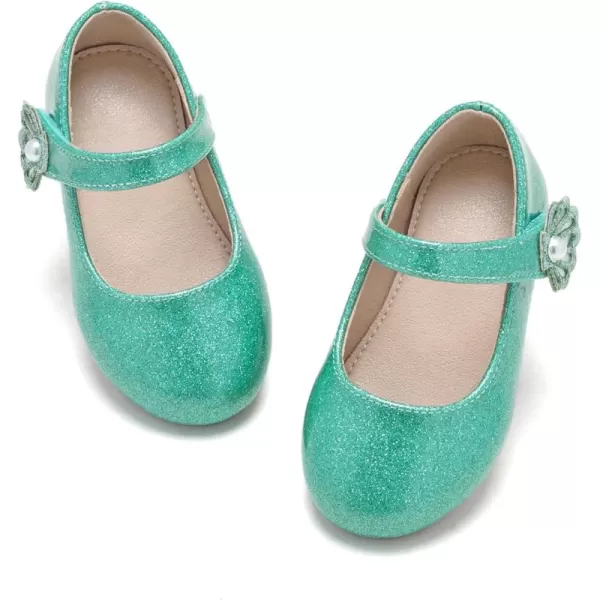 THEE BRON Toddler Girls Shoes Mary Jane Flats for Girls Ballerina Dress ShoesAf420green