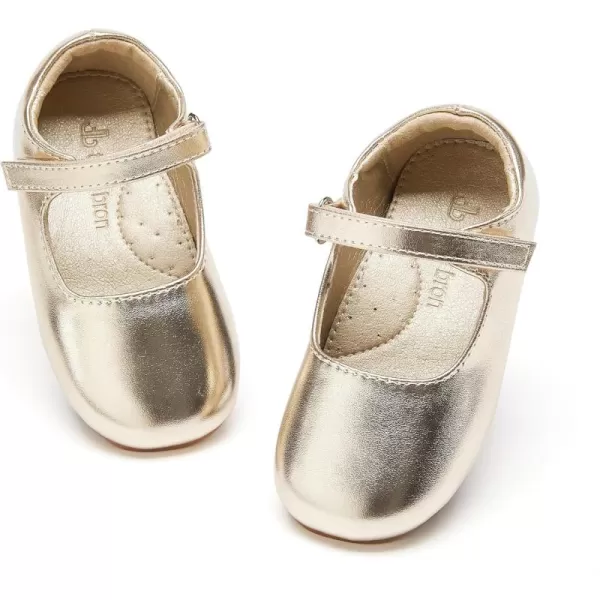 THEE BRON Toddler Girls Shoes Mary Jane Flats for Girls Ballerina Dress ShoesAf434gold