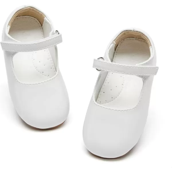 THEE BRON Toddler Girls Shoes Mary Jane Flats for Girls Ballerina Dress ShoesAf434white