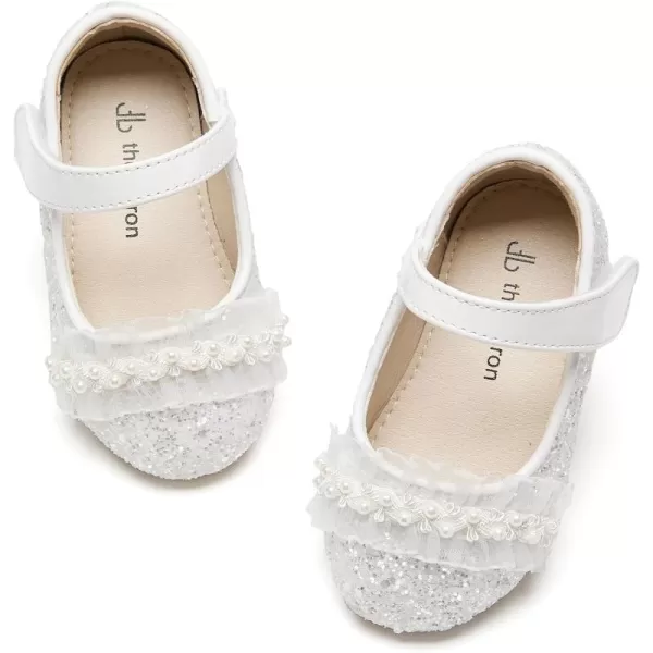 THEE BRON Toddler Girls Shoes Mary Jane Flats for Girls Ballerina Dress ShoesAf448white