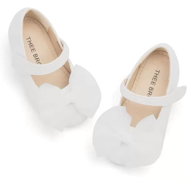 THEE BRON Toddler Girls Shoes Mary Jane Flats for Girls Ballerina Dress ShoesAg207white