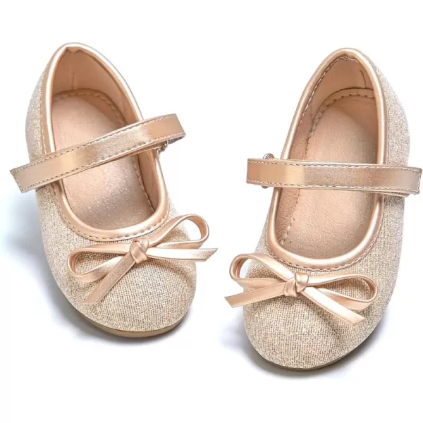 THEE BRON Toddler Girls Shoes Mary Jane Flats for Girls Ballerina Dress ShoesAg208gold