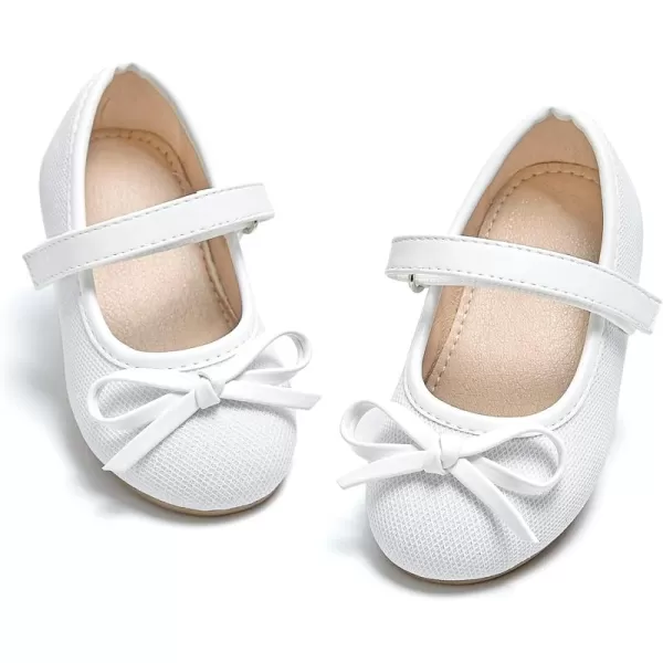 THEE BRON Toddler Girls Shoes Mary Jane Flats for Girls Ballerina Dress ShoesAg208white
