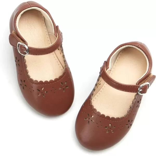 THEE BRON Toddler Girls Shoes Mary Jane Flats for Girls Ballerina Dress ShoesAg209brown