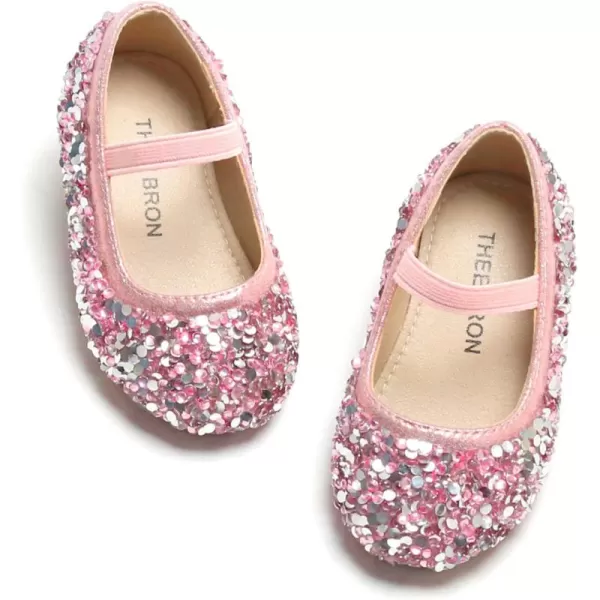 THEE BRON Toddler Girls Shoes Mary Jane Flats for Girls Ballerina Dress ShoesAg210pink