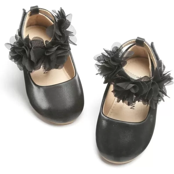 THEE BRON Toddler Girls Shoes Mary Jane Flats for Girls Ballerina Dress ShoesAg244black