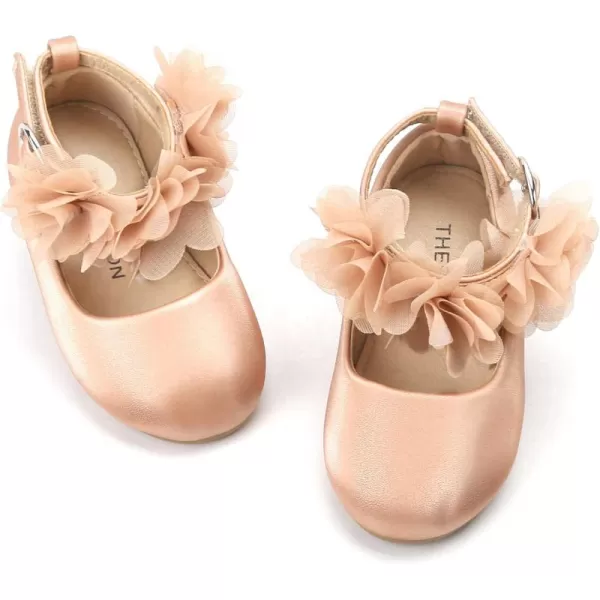 THEE BRON Toddler Girls Shoes Mary Jane Flats for Girls Ballerina Dress ShoesAg244rose
