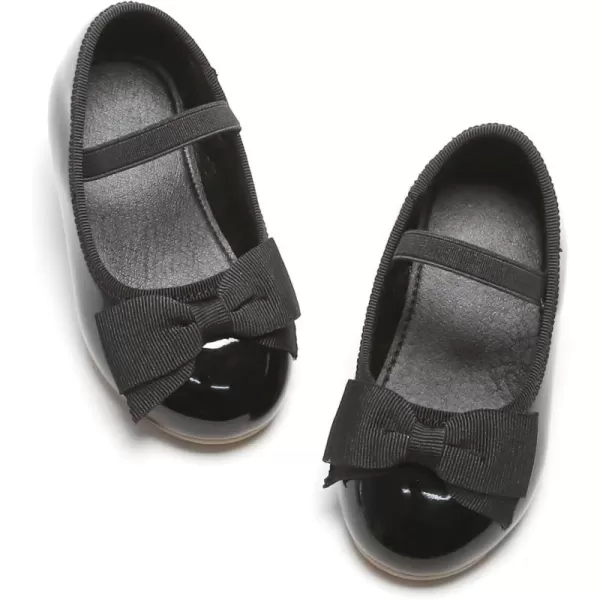 THEE BRON Toddler Girls Shoes Mary Jane Flats for Girls Ballerina Dress ShoesG17black