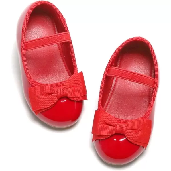 THEE BRON Toddler Girls Shoes Mary Jane Flats for Girls Ballerina Dress ShoesG17red