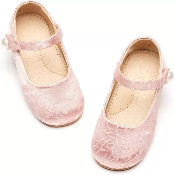 THEE BRON Toddler Little Girl Shoes Flower Mary Jane Flats Zapatos de Vestir de NiasAf460pink